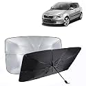 KINGSWAY® Car Sun Shade UV Protection Windshield Cover Compatible with Skoda Fabia, (Year 2007-2014), Foldable Size Universal Fit Umbrella Curtain for Front Window, Rear Window, Black, 1 Piece