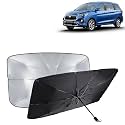 KINGSWAY® Car Sun Shade UV Protection Windshield Cover Compatible with Toyota Rumion, (Year 2023 Onwards), Foldable Size Universal Fit Umbrella Curtain for Front Window, Rear Window, Black, 1 Piece