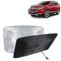 KINGSWAY® Car Sun Shade UV Protection Windshield Cover Compatible with Honda CRV, (Year 2019-2020), Foldable Size Universal Fit Umbrella Curtain for Front Window, Rear Window, Black, 1 Piece