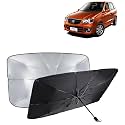 KINGSWAY® Car Sun Shade UV Protection Windshield Cover Compatible with Maruti Suzuki Alto K10, (Year 2010-2014), Universal Fit Umbrella Curtain for Front Window, Rear Window, Black, 1 Piece