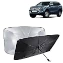 KINGSWAY® Car Sun Shade UV Protection Windshield Cover Compatible with Ford Endeavour, (Year 2015-2018), Foldable Size Universal Fit Umbrella Curtain for Front Window, Rear Window, Black, 1 Piece