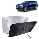 KINGSWAY® Car Sun Shade UV Protection Windshield Cover Compatible with Tata Safari, (Year 2021-2023), Foldable Size Universal Fit Umbrella Curtain for Front Window, Rear Window, Black, 1 Piece