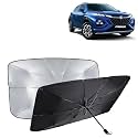 KINGSWAY® Car Sun Shade UV Protection Windshield Cover Compatible with Maruti Suzuki Fronx, (Year 2023 Onwards), Universal Fit Umbrella Curtain for Front Window, Rear Window, Black, 1 Piece