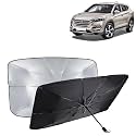 KINGSWAY® Car Sun Shade UV Protection Windshield Cover Compatible with Citroen C3, (Year 2022 Onwards), Foldable Size Universal Fit Umbrella Curtain for Front Window, Rear Window, Black, 1 Piece