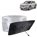 KINGSWAY® Car Sun Shade UV Protection Windshield Cover Compatible with Hyundai Tucson, (Year 2009-2015), Foldable Size Universal Fit Umbrella Curtain for Front Window, Rear Window, Black, 1 Piece