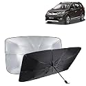 KINGSWAY® Car Sun Shade UV Protection Windshield Cover Compatible with Honda BRV, (Year 2016-2020), Foldable Size Universal Fit Umbrella Curtain for Front Window, Rear Window, Black, 1 Piece