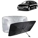 KINGSWAY® Car Sun Shade UV Protection Windshield Cover Compatible with Hyundai Elantra, (Year 2016-2019), Foldable Size Universal Fit Umbrella Curtain for Front Window, Rear Window, Black, 1 Piece