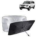 KINGSWAY® Car Sun Shade UV Protection Windshield Cover Compatible with Mahindra Scorpio, (Year 2014-2018), Foldable Size Universal Fit Umbrella Curtain for Front Window, Rear Window, Black, 1 Piece