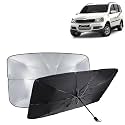 KINGSWAY® Car Sun Shade UV Protection Windshield Cover Compatible with Mahindra Xylo, (Year 2009-2017), Foldable Size Universal Fit Umbrella Curtain for Front Window, Rear Window, Black, 1 Piece