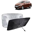KINGSWAY® Car Sun Shade UV Protection Windshield Cover Compatible with Hyundai Aura, (Year 2020-2022), Foldable Size Universal Fit Umbrella Curtain for Front Window, Rear Window, Black, 1 Piece