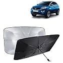 KINGSWAY® Car Sun Shade UV Protection Windshield Cover Compatible with Tata Nexon, (Year 2017-2019), Foldable Size Universal Fit Umbrella Curtain for Front Window, Rear Window, Black, 1 Piece