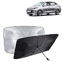 KINGSWAY® Car Sun Shade UV Protection Windshield Cover Compatible with Hyundai Aura, (Year 2023 Onwards), Foldable Size Universal Fit Umbrella Curtain for Front Window, Rear Window, Black, 1 Piece
