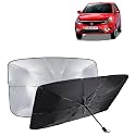 KINGSWAY® Car Sun Shade UV Protection Windshield Cover Compatible with Tata Bolt, (Year 2014-2019), Foldable Size Universal Fit Umbrella Curtain for Front Window, Rear Window, Black, 1 Piece