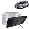 KINGSWAY® Car Sun Shade UV Protection Windshield Cover Compatible with Honda Jazz, (Year 2009-2014), Foldable Size Universal Fit Umbrella Curtain for Front Window, Rear Window, Black, 1 Piece