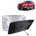 KINGSWAY® Car Sun Shade UV Protection Windshield Cover Compatible with Nissan Magnite, (Year 2020 Onwards), Foldable Size Universal Fit Umbrella Curtain for Front Window, Rear Window, Black, 1 Piece