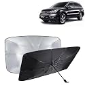 KINGSWAY® Car Sun Shade UV Protection Windshield Cover Compatible with Honda CRV, (Year 2007-2011), Foldable Size Universal Fit Umbrella Curtain for Front Window, Rear Window, Black, 1 Piece