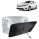 KINGSWAY® Car Sun Shade UV Protection Windshield Cover Compatible with Toyota Corolla Altis, (Year 2013-2020), Universal Fit Umbrella Curtain for Front Window, Rear Window, Black, 1 Piece