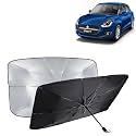 KINGSWAY® Car Sun Shade UV Protection Windshield Cover Compatible with Maruti Suzuki Swift, (Year 2021-2024), Universal Fit Umbrella Curtain for Front Window, Rear Window, Black, 1 Piece