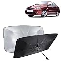KINGSWAY® Car Sun Shade UV Protection Windshield Cover Compatible with Tata Indigo, (Year 2002-2009), Foldable Size Universal Fit Umbrella Curtain for Front Window, Rear Window, Black, 1 Piece