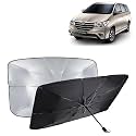 KINGSWAY® Car Sun Shade UV Protection Windshield Cover Compatible with Toyota Innova, (Year 2012-2015), Foldable Size Universal Fit Umbrella Curtain for Front Window, Rear Window, Black, 1 Piece