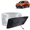 KINGSWAY® Car Sun Shade UV Protection Windshield Cover Compatible with Mahindra KUV 100, (Year 2016-2021), Foldable Size Universal Fit Umbrella Curtain for Front Window, Rear Window, Black, 1 Piece