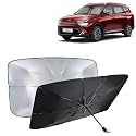 KINGSWAY® Car Sun Shade UV Protection Windshield Cover Compatible with Kia Carens, (Year 2022 Onwards), Foldable Size Universal Fit Umbrella Curtain for Front Window, Rear Window, Black, 1 Piece