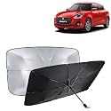 KINGSWAY® Car Sun Shade UV Protection Windshield Cover Compatible with Maruti Suzuki Swift, (Year 2018-2020), Universal Fit Umbrella Curtain for Front Window, Rear Window, Black, 1 Piece