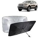 KINGSWAY® Car Sun Shade UV Protection Windshield Cover Compatible with Ford Endeavour, (Year 2019-2021), Foldable Size Universal Fit Umbrella Curtain for Front Window, Rear Window, Black, 1 Piece