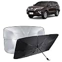 KINGSWAY® Car Sun Shade UV Protection Windshield Cover Compatible with Toyota Fortuner, (Year 2017-2020), Foldable Size Universal Fit Umbrella Curtain for Front Window, Rear Window, Black, 1 Piece