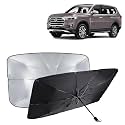 KINGSWAY® Car Sun Shade UV Protection Windshield Cover Compatible with Morris Garages (MG) Gloster, (Year 2020 Onwards), Universal Fit Umbrella Curtain for Front Window, Rear Window, Black, 1 Piece