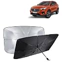KINGSWAY® Car Sun Shade UV Protection Windshield Cover Compatible with Morris Garages (MG) Astor, (Year 2021 Onwards), Universal Fit Umbrella Curtain for Front Window, Rear Window, Black, 1 Piece