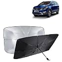 KINGSWAY® Car Sun Shade UV Protection Windshield Cover Compatible with Tata Hexa, (Year 2016-2020), Foldable Size Universal Fit Umbrella Curtain for Front Window, Rear Window, Black, 1 Piece