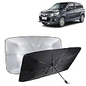 KINGSWAY® Car Sun Shade UV Protection Windshield Cover Compatible with Maruti Suzuki Alto K10, (Year 2014-2022), Universal Fit Umbrella Curtain for Front Window, Rear Window, Black, 1 Piece