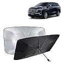KINGSWAY® Car Sun Shade UV Protection Windshield Cover Compatible with Toyota Innova Hycross, (Year 2023 Onwards), Universal Fit Umbrella Curtain for Front Window, Rear Window, Black, 1 Piece