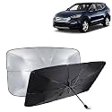 KINGSWAY® Car Sun Shade UV Protection Windshield Cover Compatible with Hyundai Santa Fe, (Year 2013-2017), Foldable Size Universal Fit Umbrella Curtain for Front Window, Rear Window, Black, 1 Piece