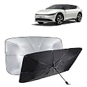KINGSWAY® Car Sun Shade UV Protection Windshield Cover Compatible with Kia EV6, (Year 2022 Onwards), Foldable Size Universal Fit Umbrella Curtain for Front Window, Rear Window, Black, 1 Piece