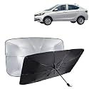 KINGSWAY® Car Sun Shade UV Protection Windshield Cover Compatible with Tata Tigor EV, (Year 2019 Onwards), Foldable Size Universal Fit Umbrella Curtain for Front Window, Rear Window, Black, 1 Piece