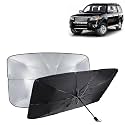 KINGSWAY® Car Sun Shade UV Protection Windshield Cover Compatible with Citroen C3, (Year 2022 Onwards), Foldable Size Universal Fit Umbrella Curtain for Front Window, Rear Window, Black, 1 Piece