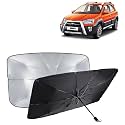 KINGSWAY® Car Sun Shade UV Protection Windshield Cover Compatible with Toyota Etios Cross, (Year 2014-2020), Universal Fit Umbrella Curtain for Front Window, Rear Window, Black, 1 Piece