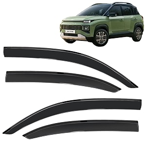 kingsway accessories side window door visor only compatible with hyundai exter year 2023 onwards all model premium range unbreakable car rain guard side rear wind deflectors set of 4 pcs