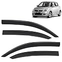 KINGSWAY Accessories Side Window Door Visor Only Compatible with Maruti Suzuki Swift Year 2005 to 2010 All Model, Premium Range Unbreakable Car Rain Guard Side Rear Wind Deflectors, Set of 4 Pcs