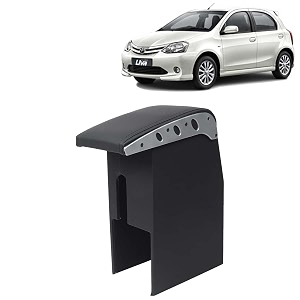 kingsway car wooden armrest organizer compatible with toyota etios liva year 2010-2020 - vehicle specific fit center console black color enhance comfort and storage compartment 1 piece