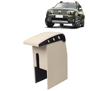 kingsway car wooden armrest organizer compatible with renault duster year 2012-2014 - vehicle specific fit center console beige color enhance comfort and storage compartment 1 piece