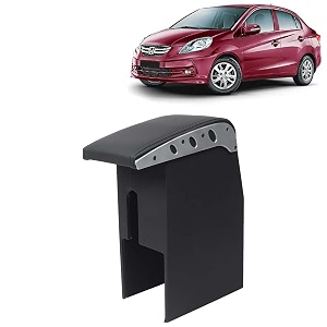 kingsway car wooden armrest organizer compatible with honda amaze year 2013-2018 - vehicle specific fit center console black color enhance comfort and storage compartment 1 piece
