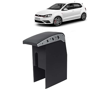 kingsway car wooden armrest organizer compatible with volkswagen polo gt year 2012-2022 - vehicle specific fit center console black color enhance comfort and storage compartment 1 piece