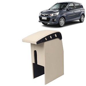 kingsway car wooden armrest organizer compatible with maruti suzuki alto k10 year 2014-2022 - vehicle specific fit center console beige color enhance comfort and storage compartment 1 piece