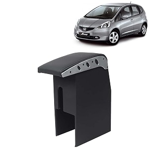 kingsway car wooden armrest organizer compatible with honda jazz year 2009-2014 - vehicle specific fit center console black color enhance comfort and storage compartment 1 piece