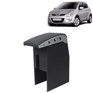 kingsway car wooden armrest organizer compatible with hyundai i20 year 2008-2011 - vehicle specific fit center console black color enhance comfort and storage compartment 1 piece