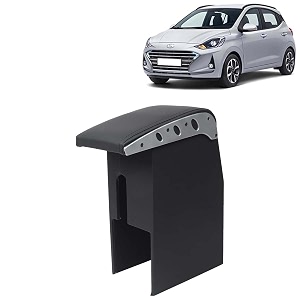 kingsway car wooden armrest organizer compatible with hyundai grand i10 nios year 2019-2022 - vehicle specific fit center console black color enhance comfort and storage compartment 1 piece