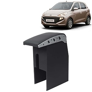 kingsway car wooden armrest organizer compatible with hyundai santro year 2018-2022 - vehicle specific fit center console black color enhance comfort and storage compartment 1 piece